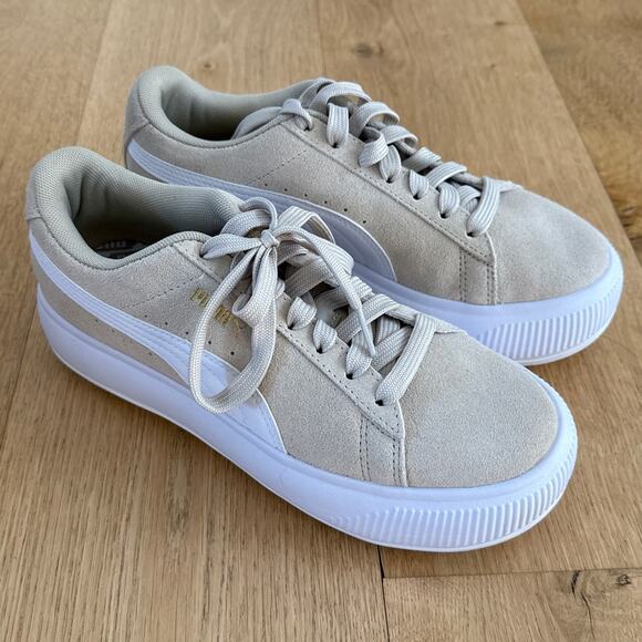 Puma Sneakers Suede Mayu Size US W 8 White Tan - Picture 1 of 7
